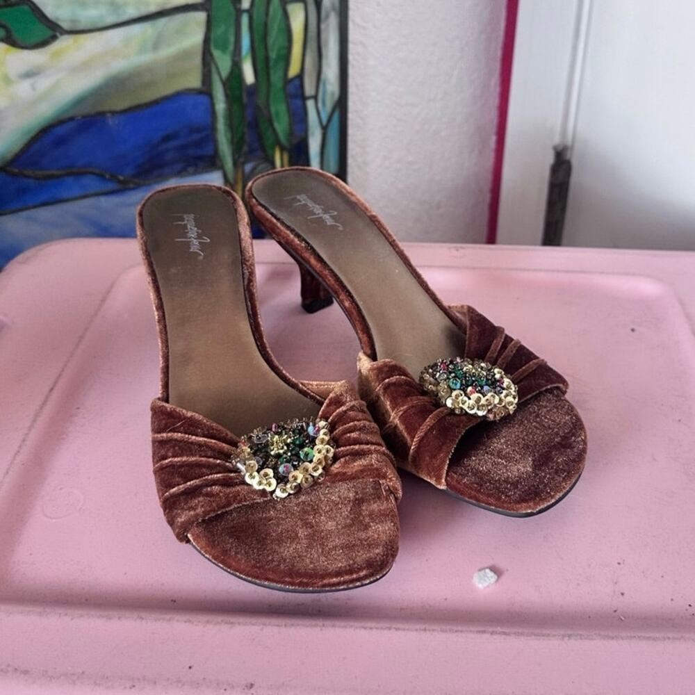 jacqueline ferrar velvet orange brown stiletto heels